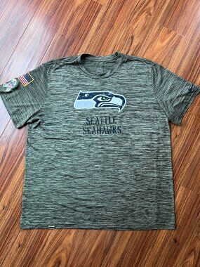 Nike NFL On Field Apparel Seattle Seahawks Distressed Look Heather Olive Tee XXL